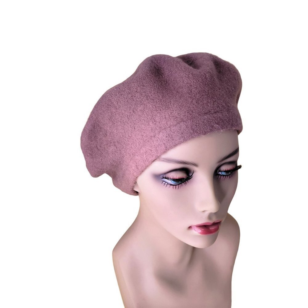 𝅺WOOL Classic Solid Camel Brown French Classic Beret - Picture 6 of 10